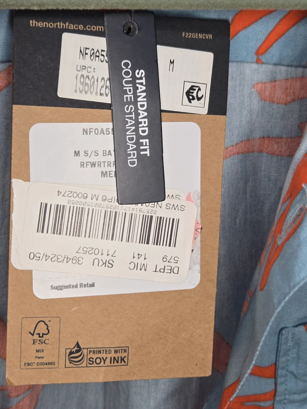 The North Face 100% Cotton Baytrail Med Button Up Shirt NWT Mens Blue Orange